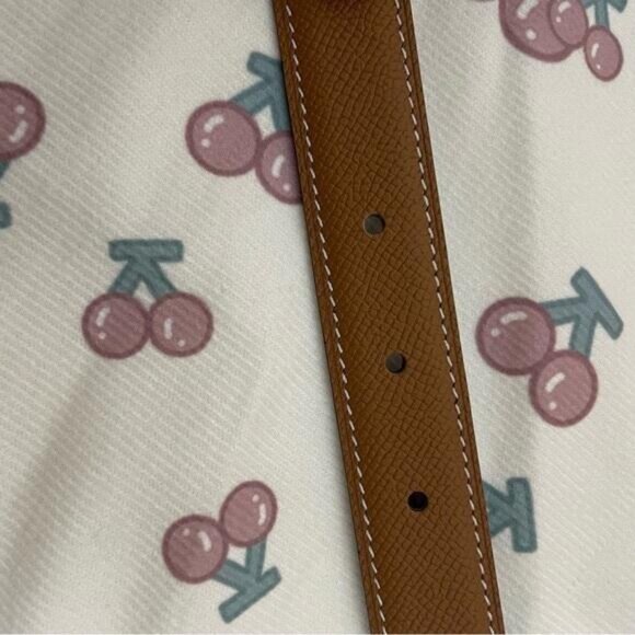 Brown Leather Belt with Gold Buckle - Picture 5 of 6